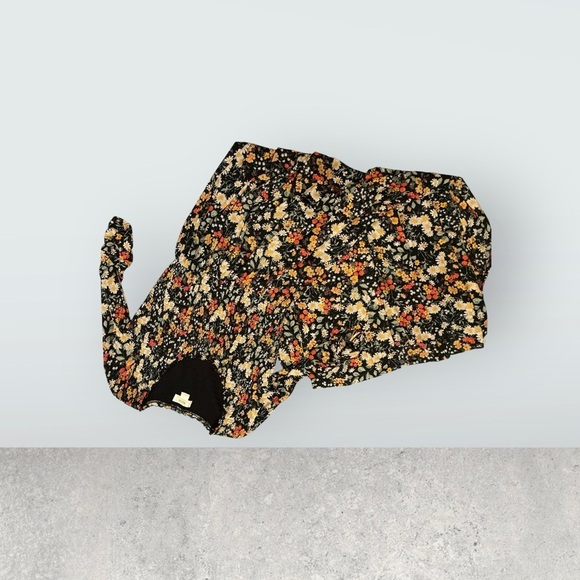 Anthropologie Maeve Omya Smocked Maxi Dress in Black & Orange Floral Print XS - Picture 9 of 12